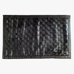 Load image into Gallery viewer, Basketweave Faux Leather Floor Mat, Black. Top view of black basketweave floor mat. Shop a selection of floor mats and rugs at blueigloo.ca
