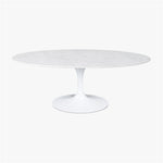 Load image into Gallery viewer, Flute Oval Marble Top Dining Table. Front view on off white background. Shop vintage &amp; new home décor, lighting &amp; home furnishings as well as novelty gifts &amp; pet accessories online at blueigloo.ca
