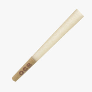 OCB Virgin Unbleached Pre-rolled Cone-6 pk. Single cone, unfilled shown. Size: 1/14. Shop smoking accessories & rolling papers online at blueigloo.ca