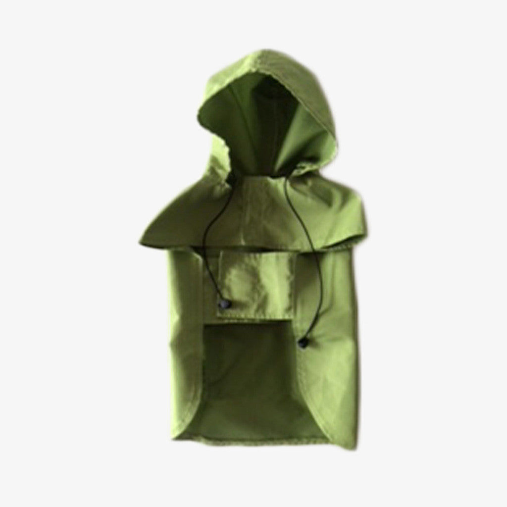 Rain Dog Jacket, Green. Top view showing jacket front on an off white back ground. Shop vintage & new home décor, lighting & home furnishings as well as novelty gifts & pet accessories online at blueigloo.ca