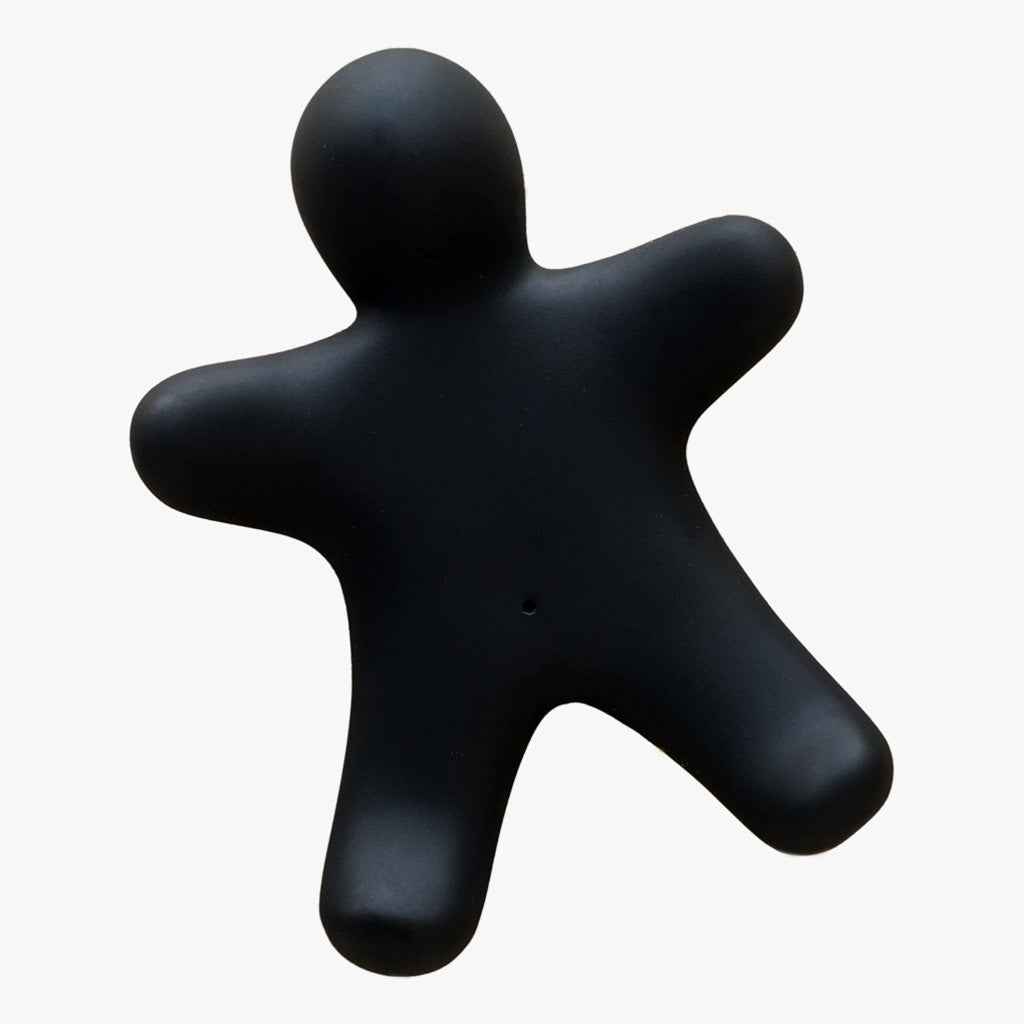 Resin Figure Soap Dish, Black. A soap dish shaped like a figure on an off white background. Shop soap dishes and bathroom accessories at blueigloo.ca.