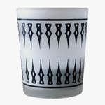 Load image into Gallery viewer, Damask Frosted Tea Light Holder-Set 3. A single frosted glass tea light holders with a black damask pattern on a white background. Shop tea light holders, decor, and decorative objects online at blueigloo.ca.
