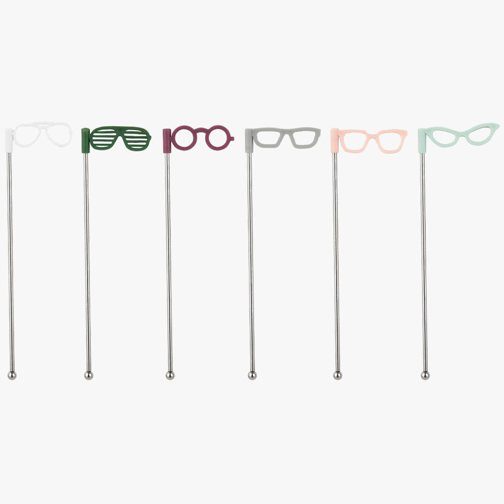 Glasses Stir Sticks by UMBRA. Showing set of 6 drink stir sticks standing on an off white background. Shop vintage & new home décor, lighting & home furnishings as well as novelty gifts & pet accessories online at blueigloo.ca 