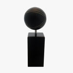 Load image into Gallery viewer, Leather Ball On Stand, Tall. Front view. Shown in black. Shop a blend of vintage and new home décor, lighting and home furnishings as well as novelty gifts and pet accessories online at blueigloo.ca 
