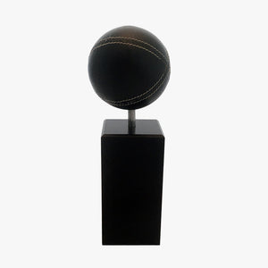 Leather Ball On Stand, Tall. Front view. Shown in black. Shop a blend of vintage and new home décor, lighting and home furnishings as well as novelty gifts and pet accessories online at blueigloo.ca 