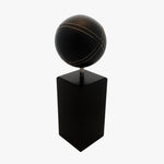 Load image into Gallery viewer, Leather Ball On Stand, Tall. Side view. Shown in black. Shop a blend of vintage and new home décor, lighting and home furnishings as well as novelty gifts and pet accessories online at blueigloo.ca
