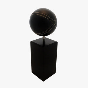 Leather Ball On Stand, Tall. Side view. Shown in black. Shop a blend of vintage and new home décor, lighting and home furnishings as well as novelty gifts and pet accessories online at blueigloo.ca