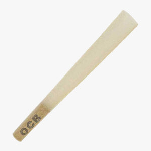 OCB Bamboo Unbleached Pre-rolled Cone-6 pk. Single cone shown, unfilled. Size: 1 1/4. Shop smoking accessories & rolling papers online at blueigloo.ca
