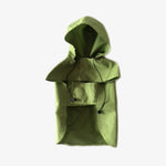Load image into Gallery viewer, Rain Dog Jacket, Green. Top view showing jacket front on an off white back ground. Shop vintage &amp; new home décor, lighting &amp; home furnishings as well as novelty gifts &amp; pet accessories online at blueigloo.ca
