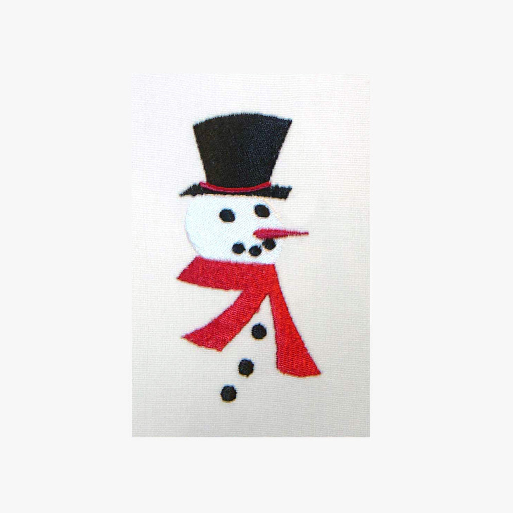 Snowman Placemat-Set 2. Close-up of snowman embroidery detail. Shop vintage & new home décor, lighting & home furnishings as well as novelty gifts & pet accessories online at blueigloo.ca