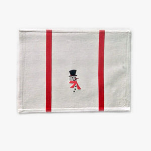 Snowman Placemat-Set 2. Top view of placemat on an off white background. Shop vintage & new home décor, lighting & home furnishings as well as novelty gifts & pet accessories online at blueigloo.ca 